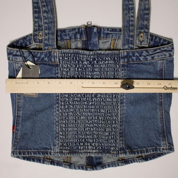 NWT $69.50 Levi's Denim Sculpted Bustier Tank Top Zipper Elastic Back Women Sz M - Picture 12 of 13